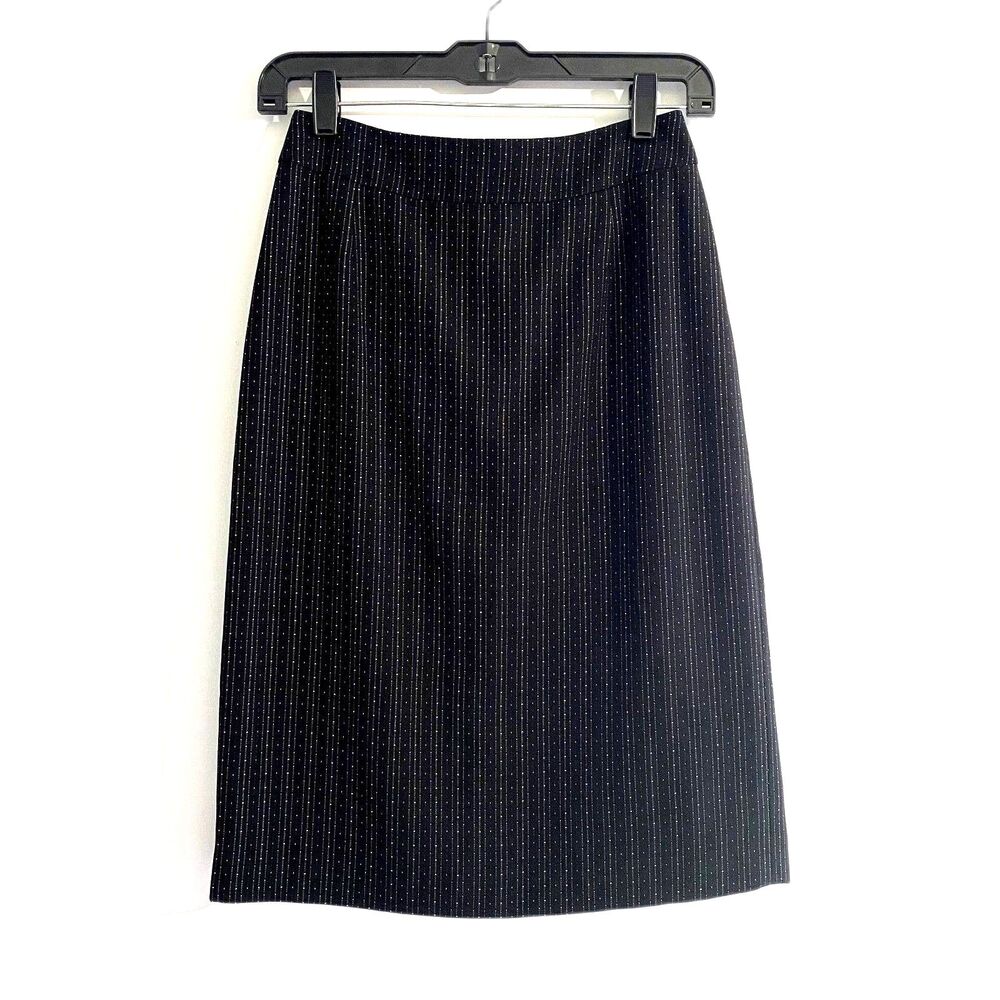 Isabella DeMarco Pencil Skirt Knee Length‎ Black Pinstripe Career Office Size 2